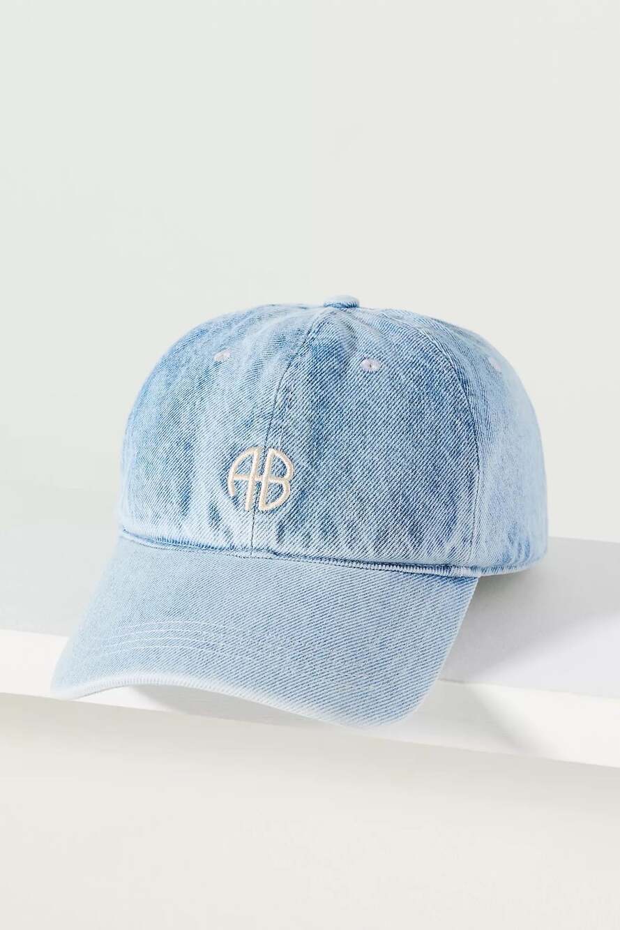 ANINE BING Jeremy Baseball Cap in Blue Denim NWT